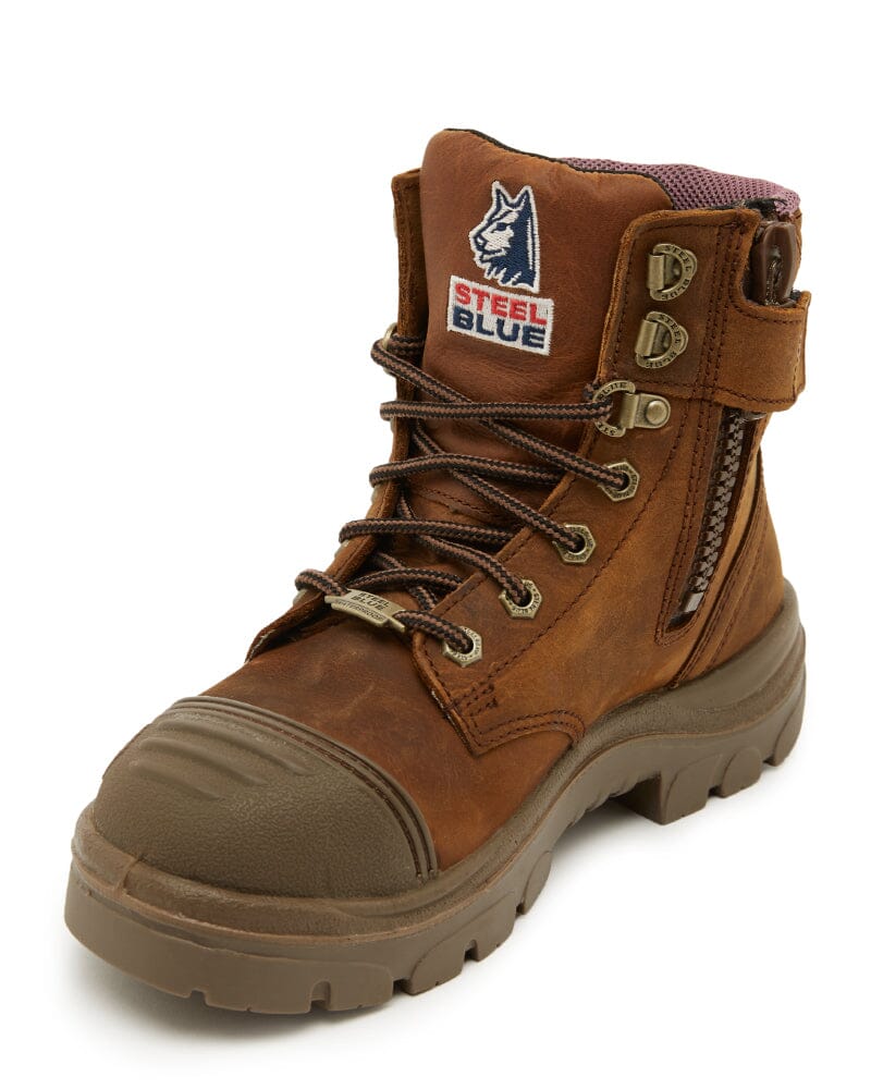 Ladies Argyle Zip Scuff Cap Waterproof Safety Boot - Distressed Brown
