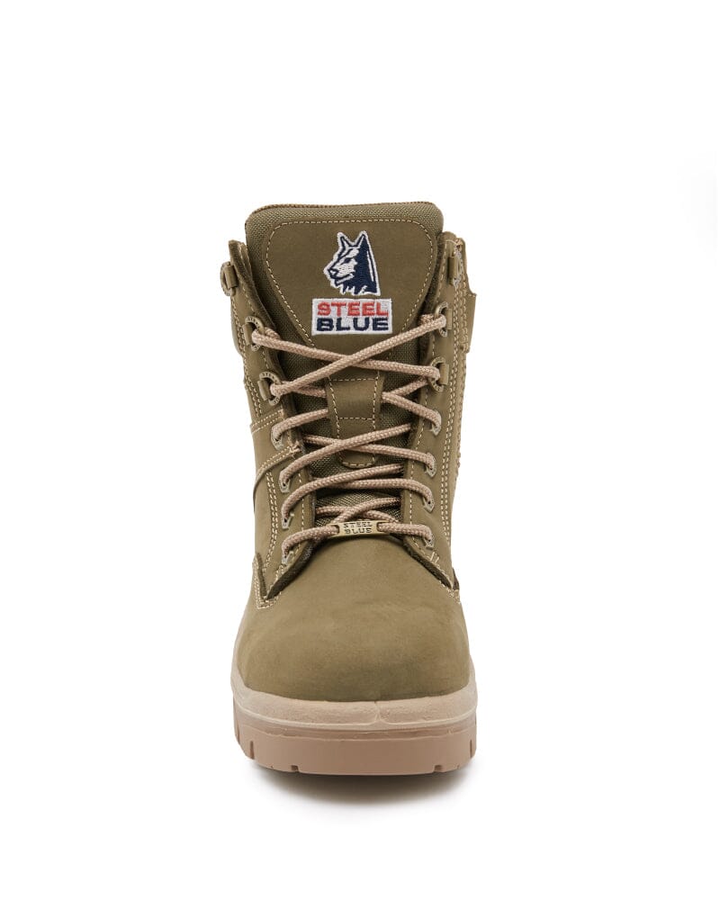 Ladies Southern Cross Lace Up Ankle Boot with Zip - Khaki - Image 5