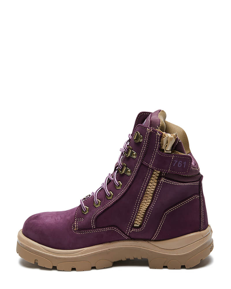 Ladies Southern Cross Lace Up Ankle Boot with Zip - Purple - Image 2