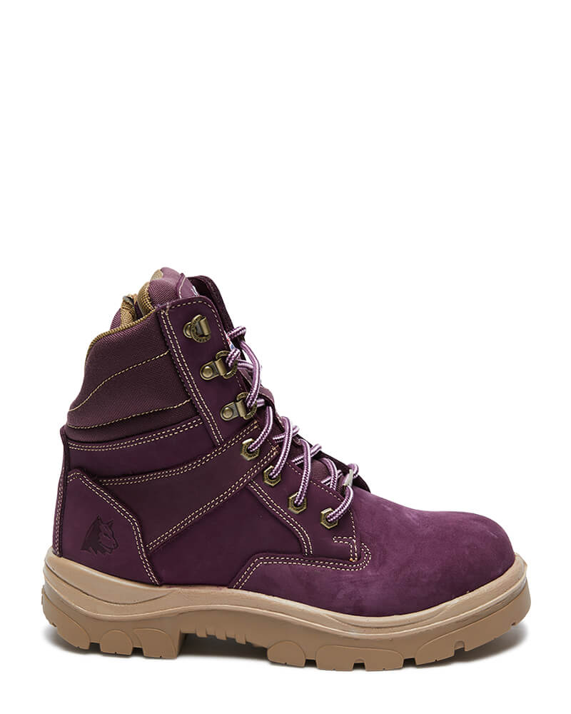 Ladies Southern Cross Lace Up Ankle Boot with Zip - Purple - Image 3