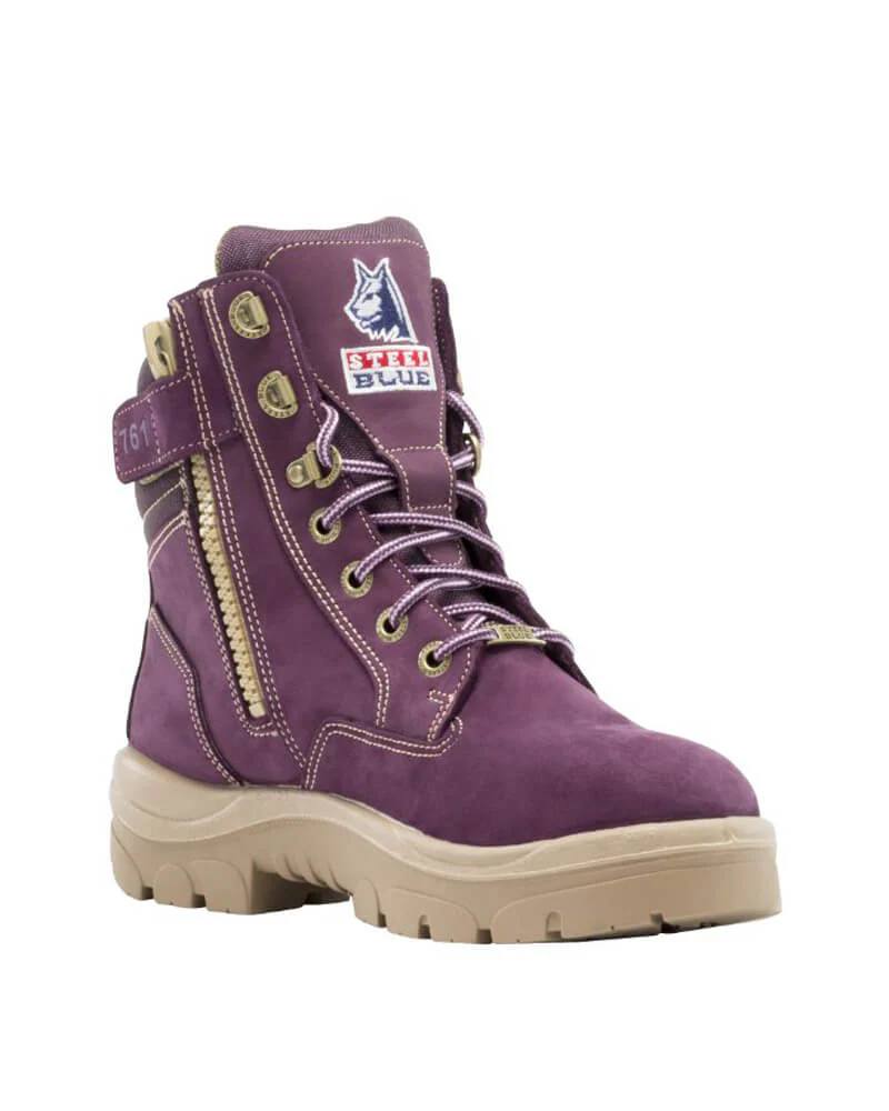 Ladies Southern Cross Lace Up Ankle Boot with Zip - Purple - Image 7