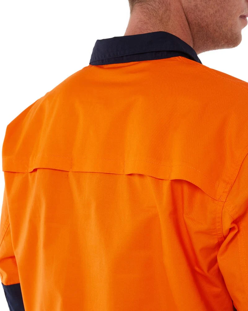 Closed Front Long Sleeve Shirt - Orange/Navy - Image 5