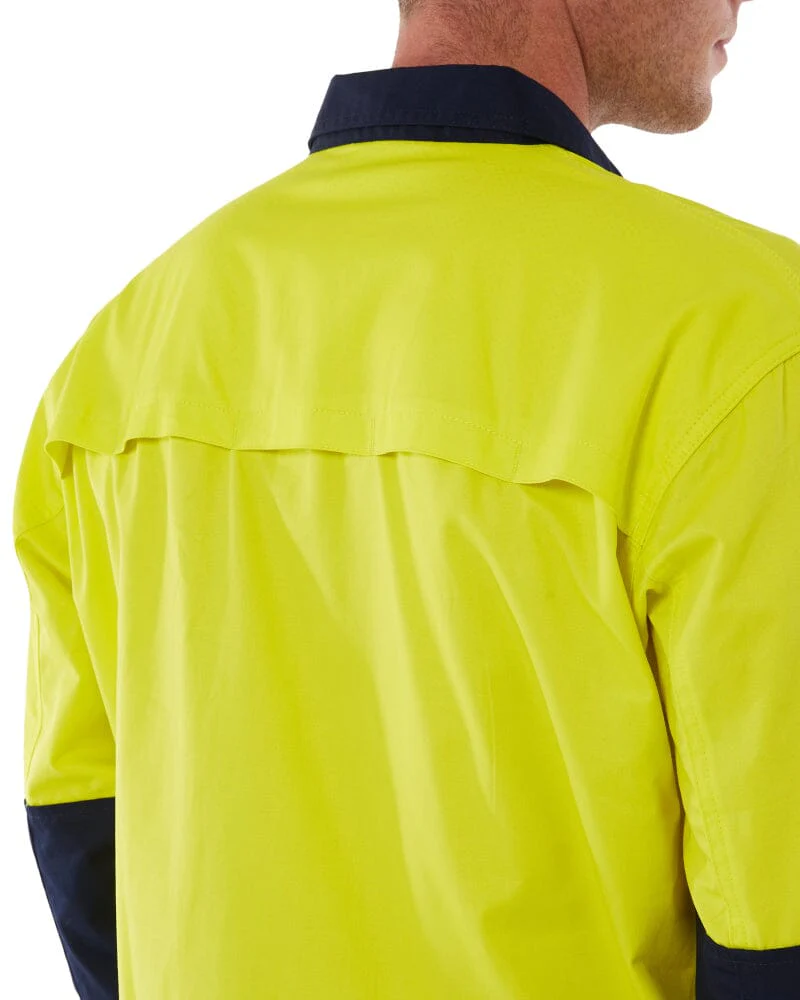 Closed Front Long Sleeve Shirt - Yellow/Navy - Image 4