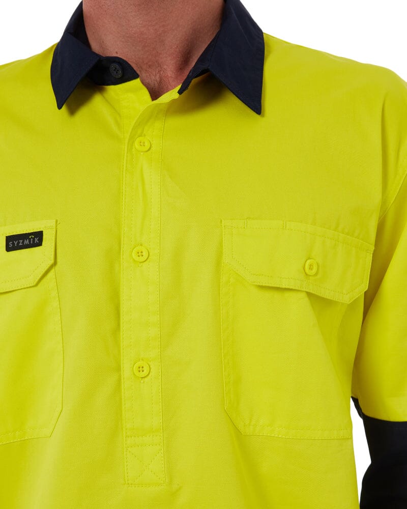 Closed Front Long Sleeve Shirt - Yellow/Navy - Image 5