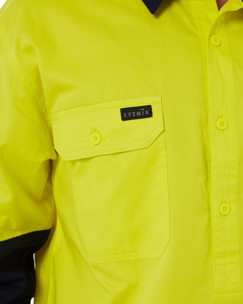 Closed Front Long Sleeve Shirt - Yellow/Navy - Image 6