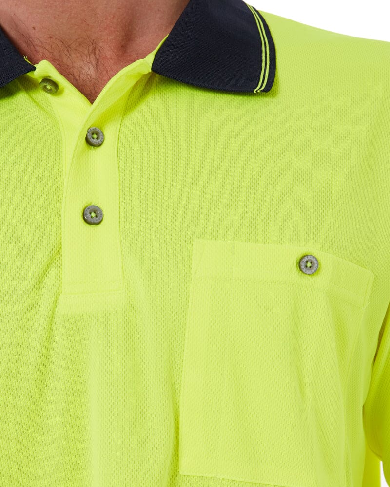 Hi Vis Basic Long Sleeve Polo - Yellow/Navy - Image 5