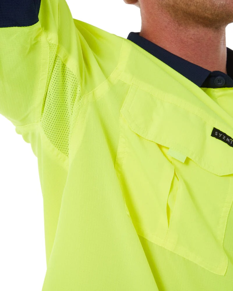 Hi Vis Outdoor Long Sleeve Shirt - Yellow/Navy - Image 11