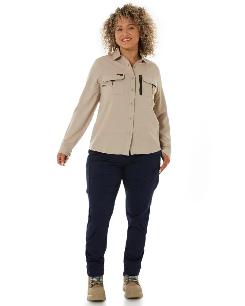 Womens Outdoor Long Sleeve Shirt - Sand - Image 2