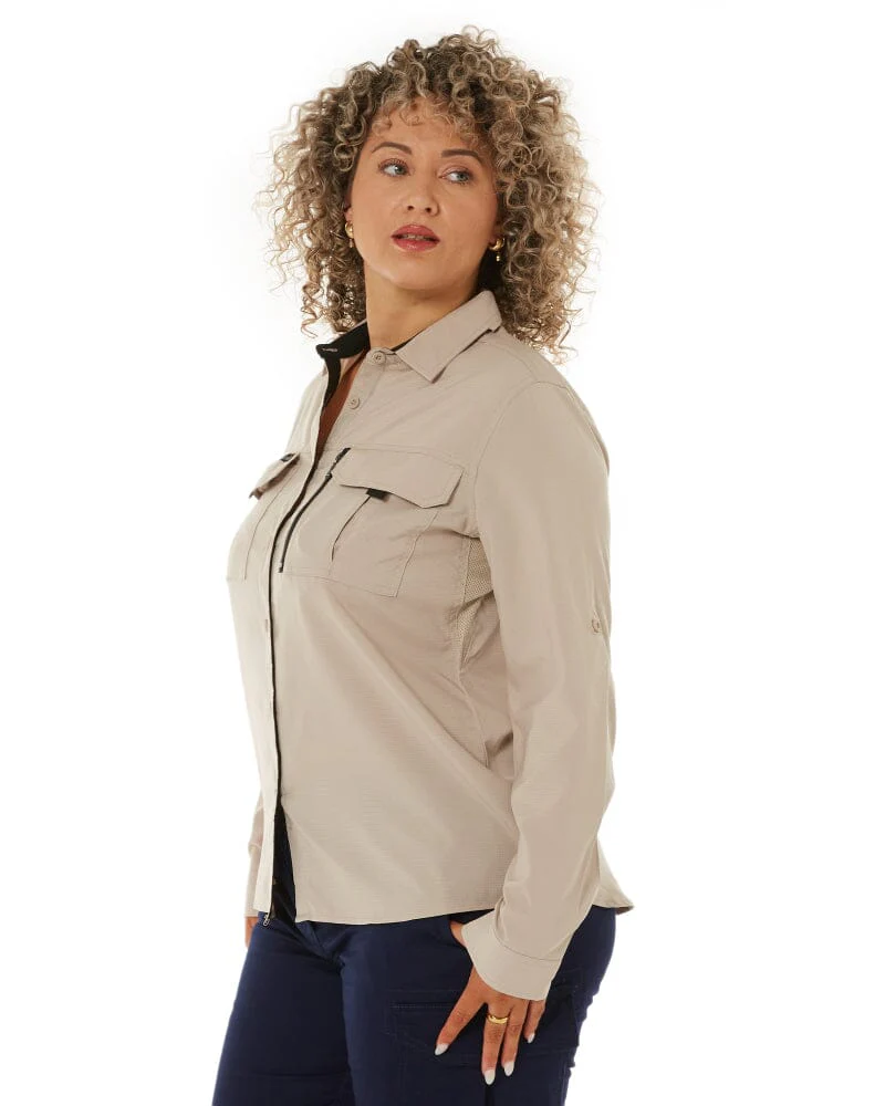 Womens Outdoor Long Sleeve Shirt - Sand - Image 3
