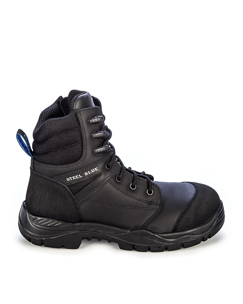 Torquay Lace Up Ankle Boot with Zip - Black - Image 4