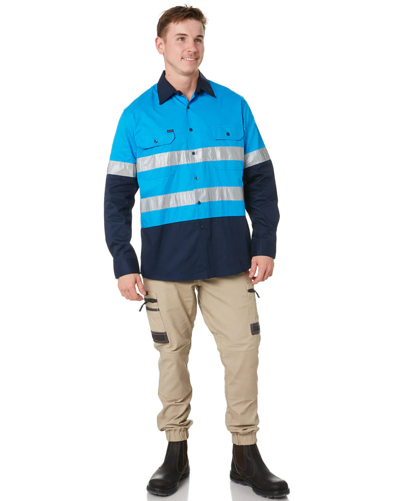 Vented Open Front LW LS Shirt Taped - Blue/Navy - Image 2