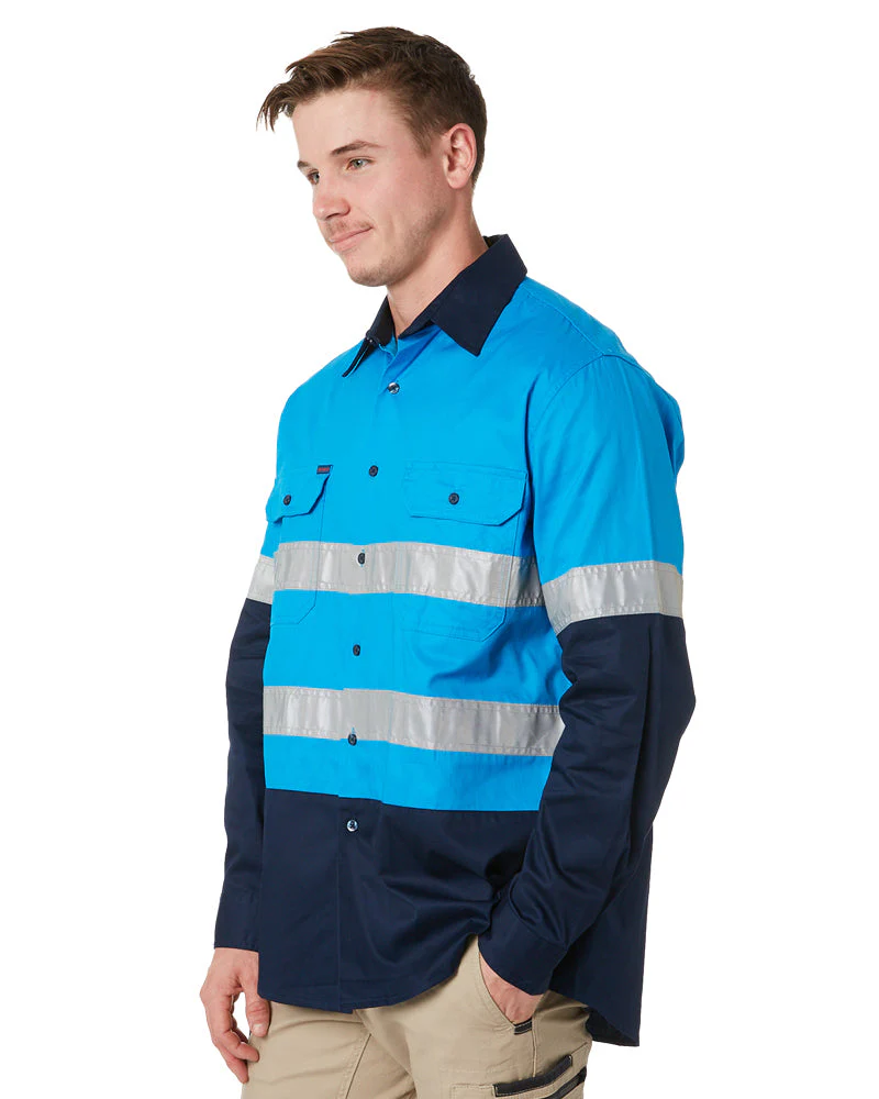 Vented Open Front LW LS Shirt Taped - Blue/Navy - Image 3