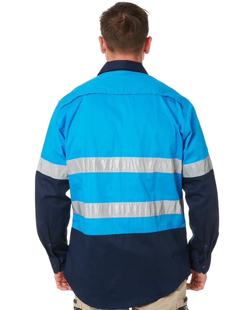 Vented Open Front LW LS Shirt Taped - Blue/Navy - Image 4