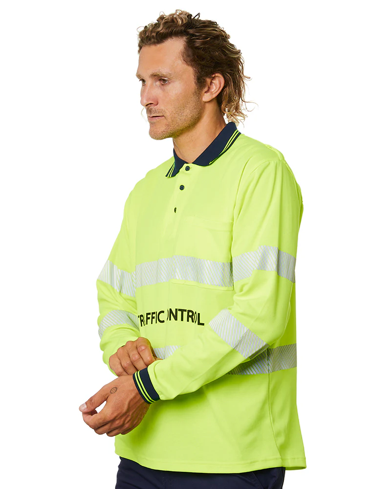 Traffic Control LS Taped Polo Shirt - Yellow - Image 3