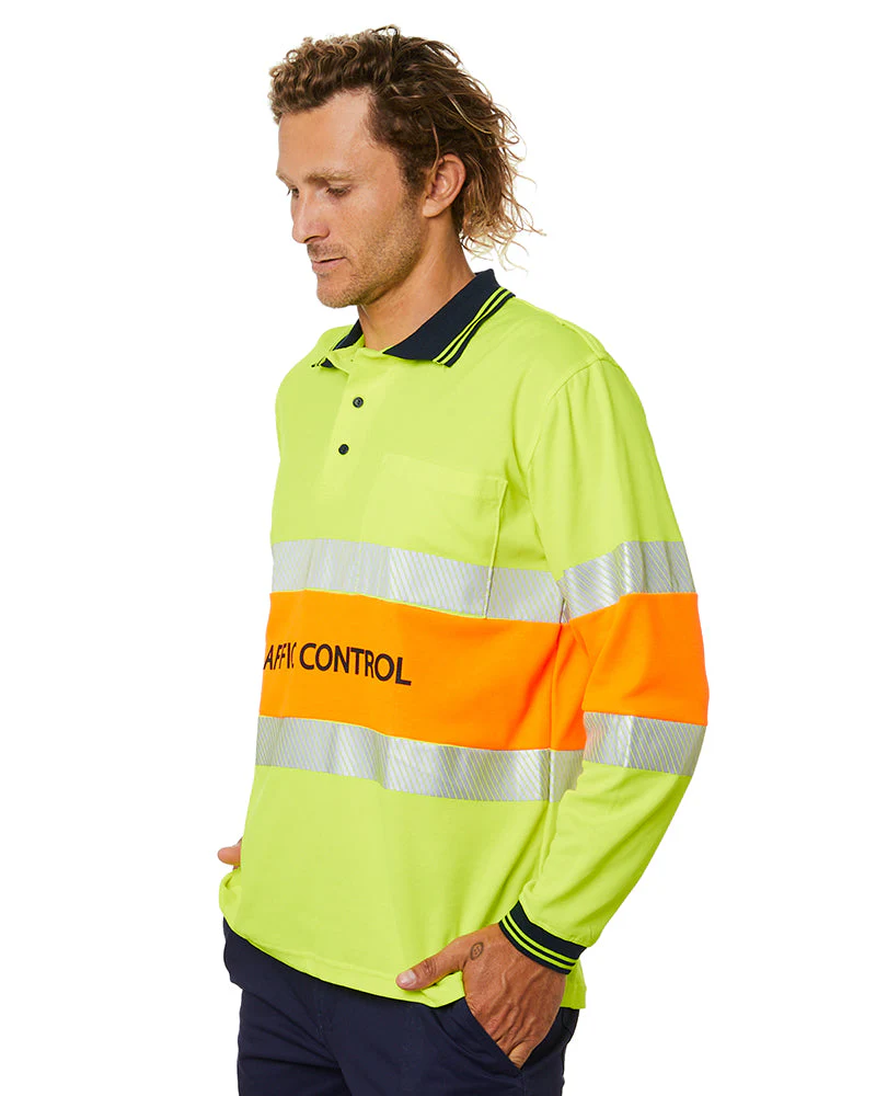Tradies Traffic Control LS Taped Polo Shirt 2 Value Pack - Yellow/Orange - Image 3