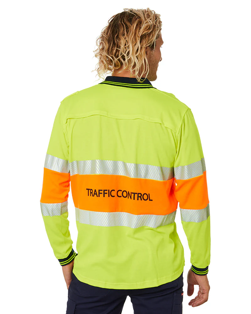 Tradies Traffic Control LS Taped Polo Shirt 2 Value Pack - Yellow/Orange - Image 4