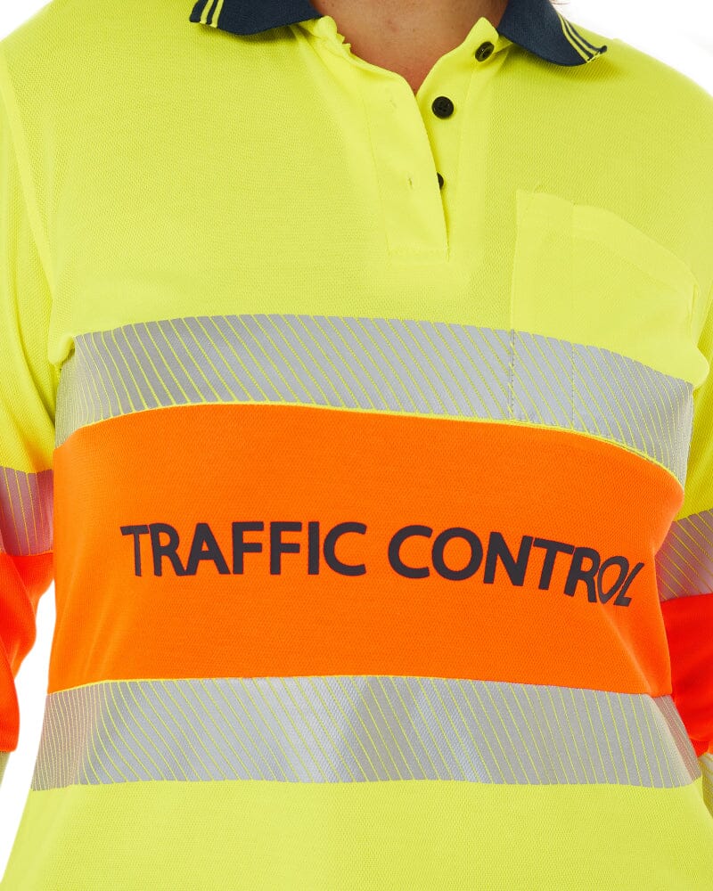 Tradies Womens Traffic Control LS Taped Polo Shirt 2 Value Pack - Orange - Image 5