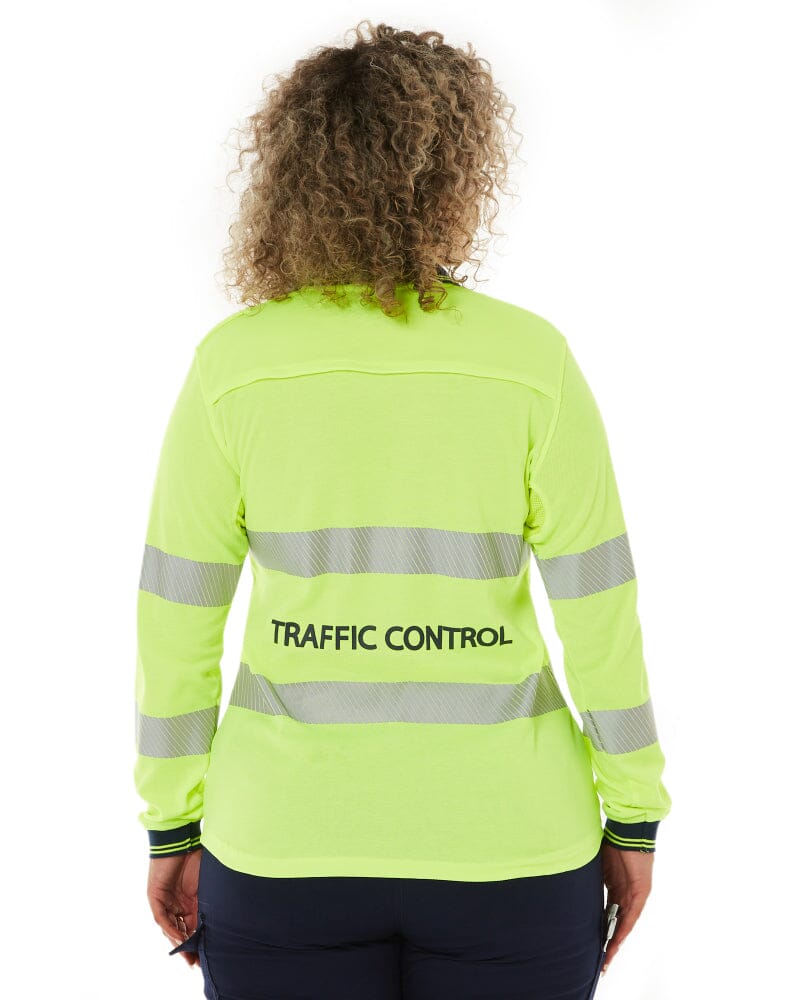 Tradies Womens Traffic Control LS Taped Polo Shirt 2 Value Pack - Yellow - Image 4