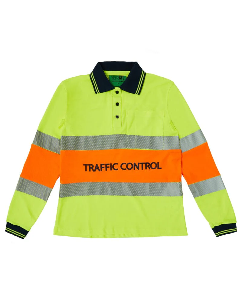 Womens Traffic Control LS Taped Polo Shirt - Orange - Image 9