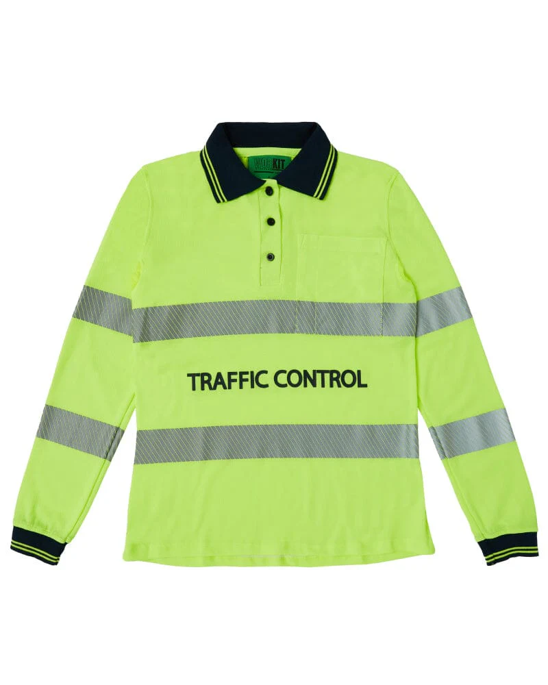 Womens Traffic Control LS Taped Polo Shirt - Yellow - Image 10