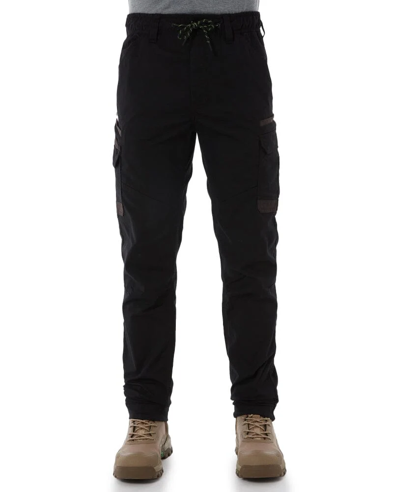 WP-12C Cuffed Elastic Waist Stretch Ripstop Work Pant - Black