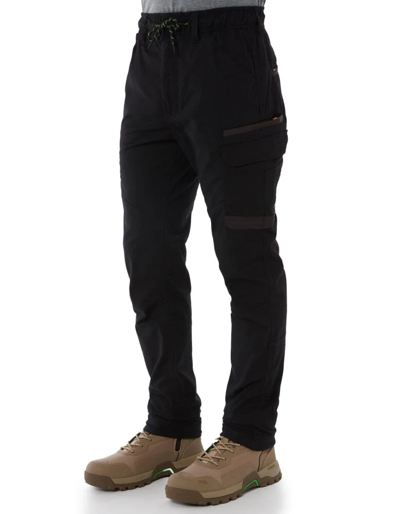 WP-12C Cuffed Elastic Waist Stretch Ripstop Work Pant - Black - Image 3