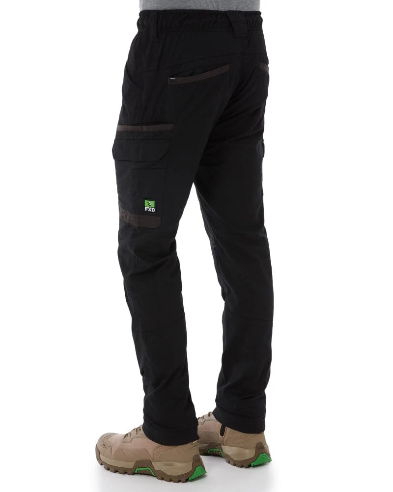 WP-12C Cuffed Elastic Waist Stretch Ripstop Work Pant - Black - Image 4