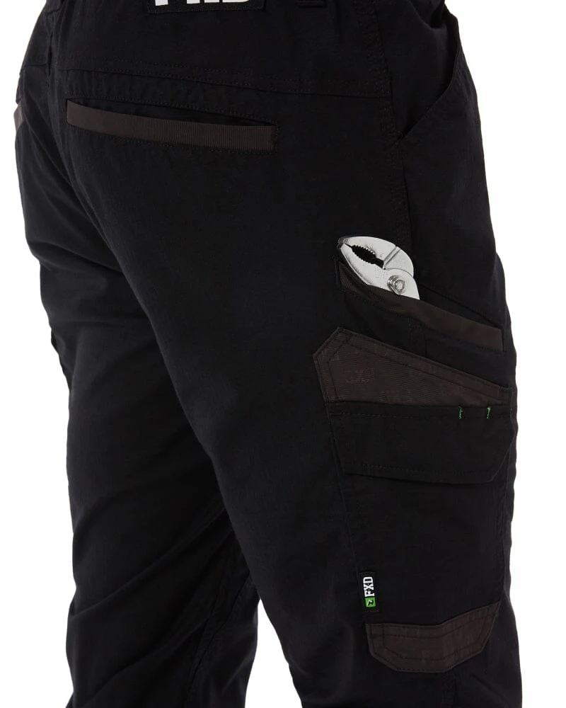 WP-12C Cuffed Elastic Waist Stretch Ripstop Work Pant - Black - Image 6
