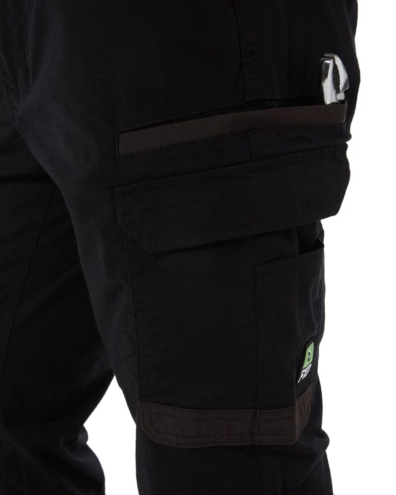 WP-12C Cuffed Elastic Waist Stretch Ripstop Work Pant - Black - Image 7